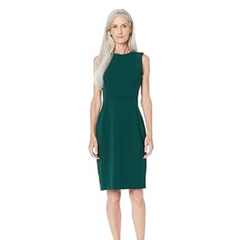 Calvin Klein Sheath Dress Green Knee Length
